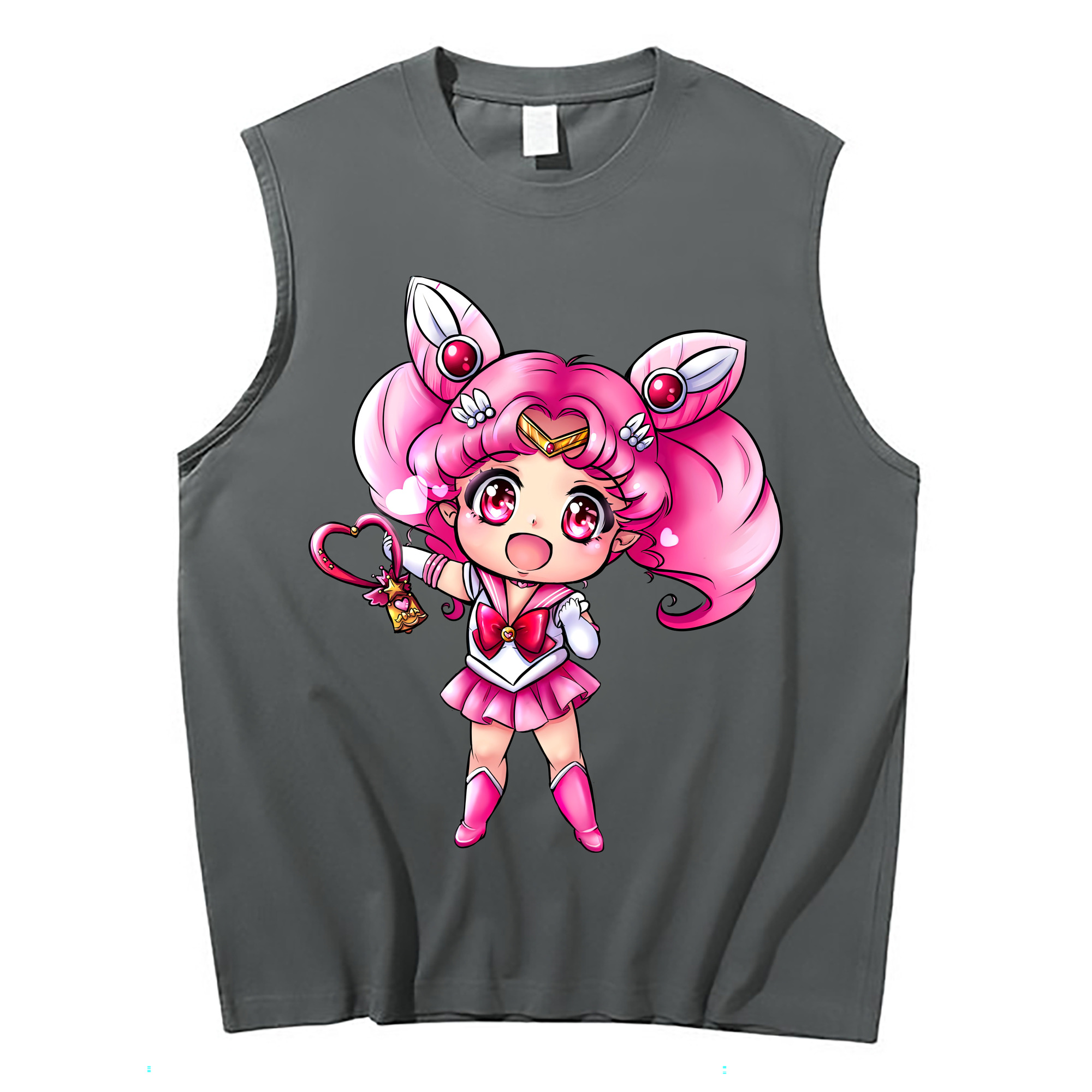 （画像用） 美少女戦士セーラームーン ちびうさ Sailor Moon Chibiusa Tsukino Usagi Small Lady Serenity コットン100％タンクトップ（フロントプリント）